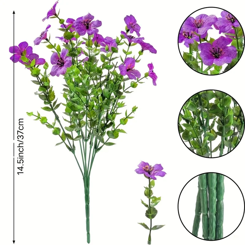 2/4 Stück, künstliche Blumen, gelbe Massen-UV-beständige Fake-Pflanzen für den Außenbereich, keine Verblassen, Herbstblumen, grüne Sträucher für Hängekörbe, Pflanzgefäße, Fenster-Außengarten-Yard-Dekoration, Wohnraum-Szenen-Dekoration