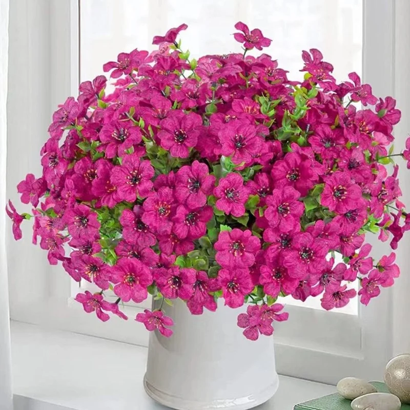 2/4 Stück, künstliche Blumen, gelbe Massen-UV-beständige Fake-Pflanzen für den Außenbereich, keine Verblassen, Herbstblumen, grüne Sträucher für Hängekörbe, Pflanzgefäße, Fenster-Außengarten-Yard-Dekoration, Wohnraum-Szenen-Dekoration