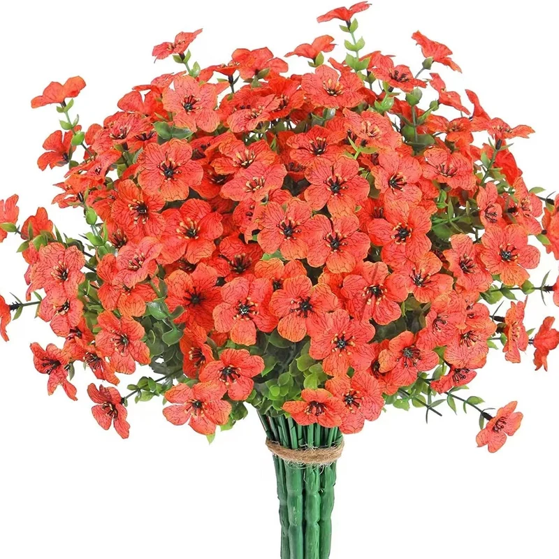 2/4 Stück, künstliche Blumen, gelbe Massen-UV-beständige Fake-Pflanzen für den Außenbereich, keine Verblassen, Herbstblumen, grüne Sträucher für Hängekörbe, Pflanzgefäße, Fenster-Außengarten-Yard-Dekoration, Wohnraum-Szenen-Dekoration