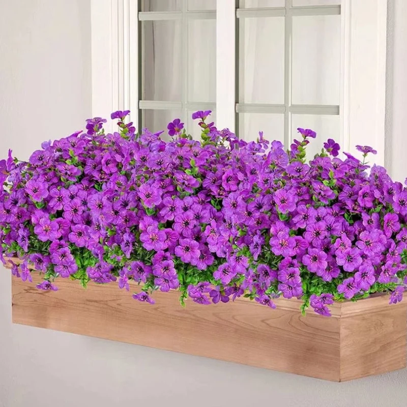 2/4 Stück, künstliche Blumen, gelbe Massen-UV-beständige Fake-Pflanzen für den Außenbereich, keine Verblassen, Herbstblumen, grüne Sträucher für Hängekörbe, Pflanzgefäße, Fenster-Außengarten-Yard-Dekoration, Wohnraum-Szenen-Dekoration