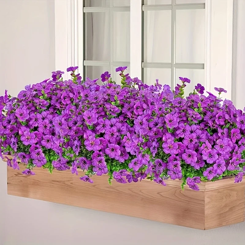 2/4 Stück, künstliche Blumen, gelbe Massen-UV-beständige Fake-Pflanzen für den Außenbereich, keine Verblassen, Herbstblumen, grüne Sträucher für Hängekörbe, Pflanzgefäße, Fenster-Außengarten-Yard-Dekoration, Wohnraum-Szenen-Dekoration
