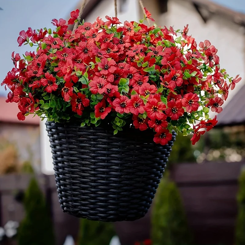 2/4 Stück, künstliche Blumen, gelbe Massen-UV-beständige Fake-Pflanzen für den Außenbereich, keine Verblassen, Herbstblumen, grüne Sträucher für Hängekörbe, Pflanzgefäße, Fenster-Außengarten-Yard-Dekoration, Wohnraum-Szenen-Dekoration