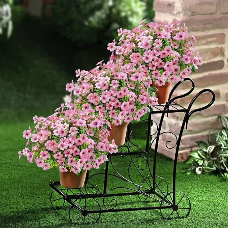 2/4 Stück, künstliche Blumen, gelbe Massen-UV-beständige Fake-Pflanzen für den Außenbereich, keine Verblassen, Herbstblumen, grüne Sträucher für Hängekörbe, Pflanzgefäße, Fenster-Außengarten-Yard-Dekoration, Wohnraum-Szenen-Dekoration