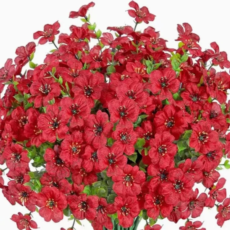2/4 Stück, künstliche Blumen, gelbe Massen-UV-beständige Fake-Pflanzen für den Außenbereich, keine Verblassen, Herbstblumen, grüne Sträucher für Hängekörbe, Pflanzgefäße, Fenster-Außengarten-Yard-Dekoration, Wohnraum-Szenen-Dekoration