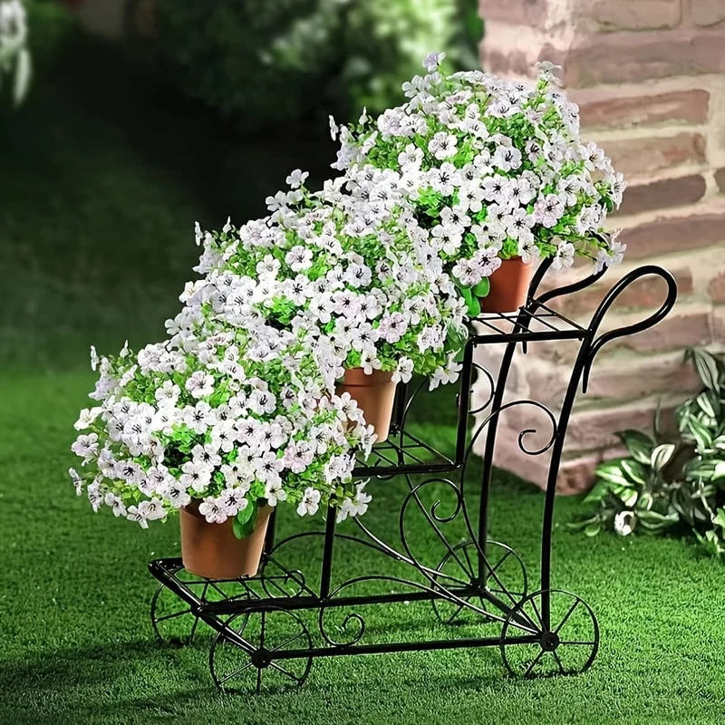 2/4 Stück, künstliche Blumen, gelbe Massen-UV-beständige Fake-Pflanzen für den Außenbereich, keine Verblassen, Herbstblumen, grüne Sträucher für Hängekörbe, Pflanzgefäße, Fenster-Außengarten-Yard-Dekoration, Wohnraum-Szenen-Dekoration