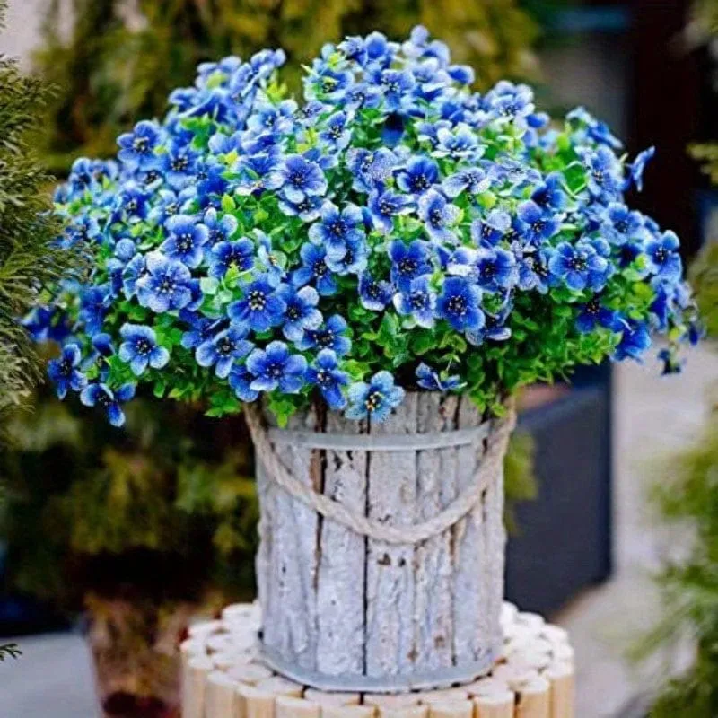 2/4 Stück, künstliche Blumen, gelbe Massen-UV-beständige Fake-Pflanzen für den Außenbereich, keine Verblassen, Herbstblumen, grüne Sträucher für Hängekörbe, Pflanzgefäße, Fenster-Außengarten-Yard-Dekoration, Wohnraum-Szenen-Dekoration