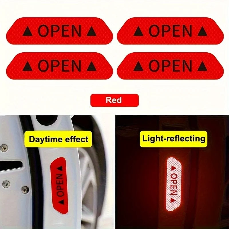 4 Stück reflektierende Warnaufkleber für Autotüren erhöhen die Sichtbarkeit und Sicherheit mit einfach anzubringenden Aufklebern.