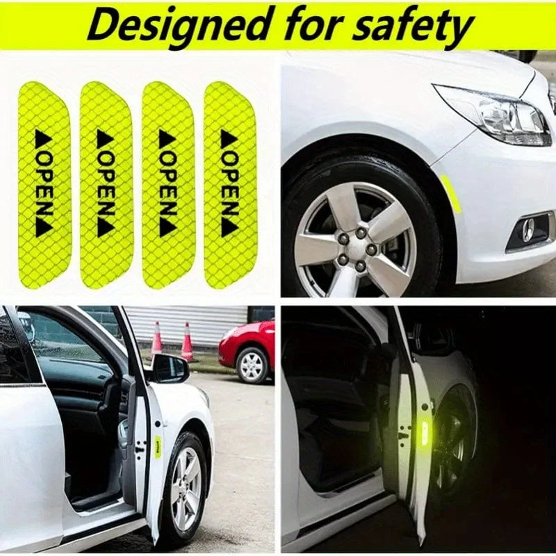 4 Stück reflektierende Warnaufkleber für Autotüren erhöhen die Sichtbarkeit und Sicherheit mit einfach anzubringenden Aufklebern.