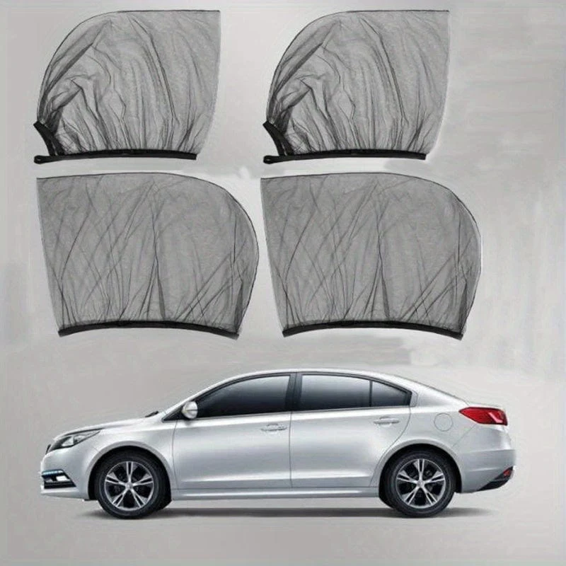 2 Stück/4 Stück Autofenster-Sonnenschutz, atmungsaktives Mesh-Auto-Seitenfenster-Sonnenschutz, UV-Schutz, Insekten-Moskitonetz, universell passend für die meisten Autos