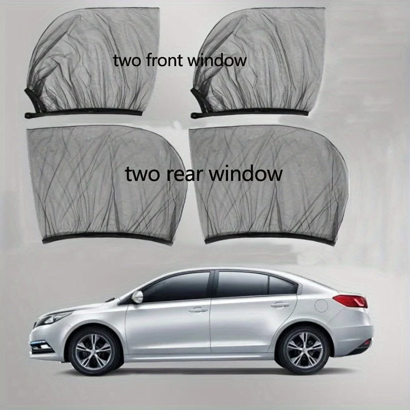 2 Stück/4 Stück Autofenster-Sonnenschutz, atmungsaktives Mesh-Auto-Seitenfenster-Sonnenschutz, UV-Schutz, Insekten-Moskitonetz, universell passend für die meisten Autos