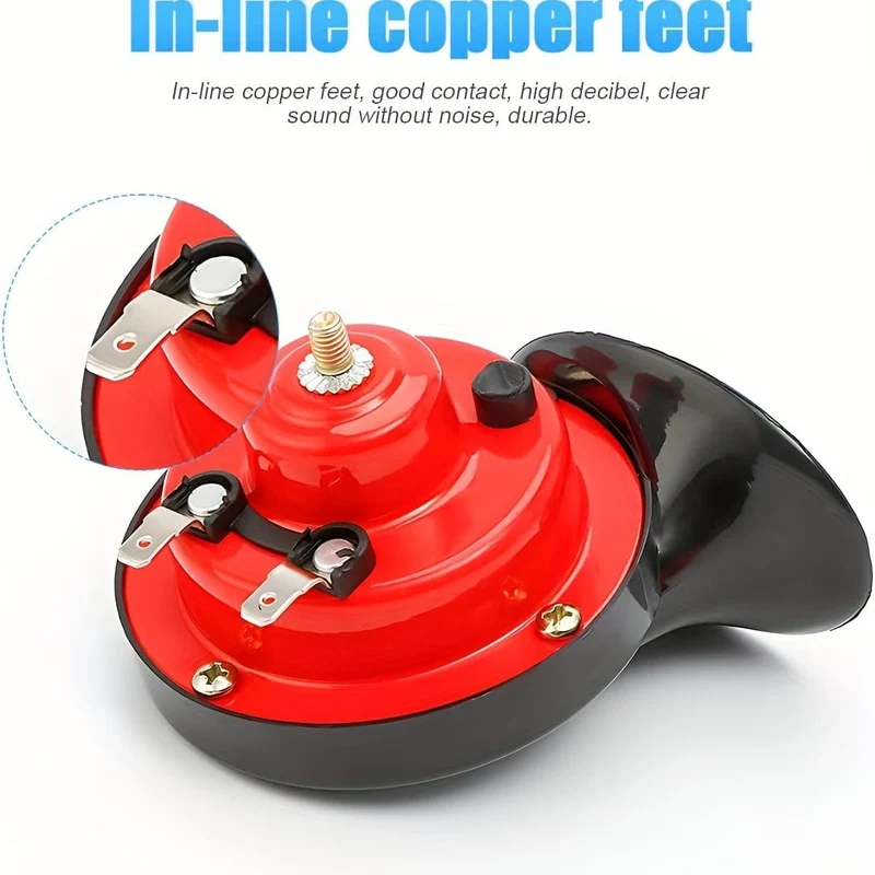 2PCS super laute Zughupen, 12V wasserdichte elektrische Schneckenhupe Autohupe für LKWs, Züge, Boote, Autos, Motorräder, Fahrräder und Boote (rot)