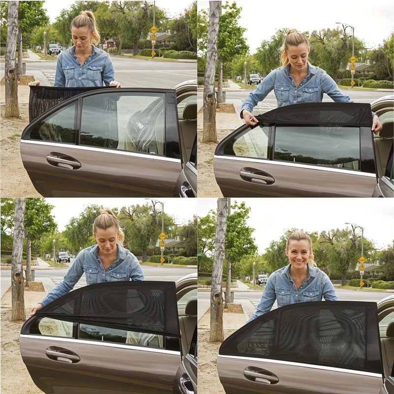4 Stück Auto-Sonnenschutzfenster, Auto-Bildschirmfenster, atmungsaktiv und gegen Mücken, schützen Sie Ihre Sicherheit