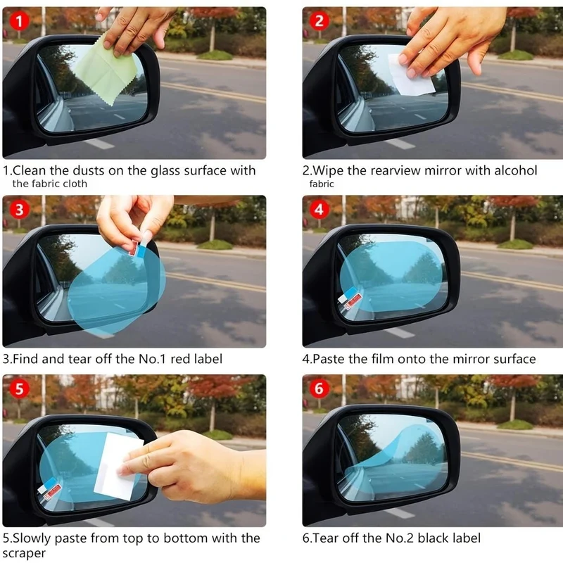 2 stücke Auto Anti-Regen Klar Film Hinten Linsen Schutz Düse Wasserdichte Film Auto Aufkleber Armaturen 100 x145mm (3.9*5.7 zoll)
