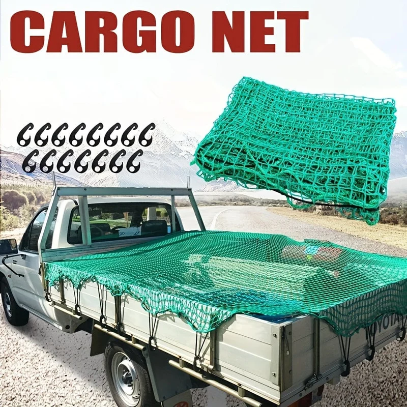 Gepäcknetz für Pickup-Truck-Ladefläche mit 15 Haken, robustes Gepäck-Bungee-Netz für Autos