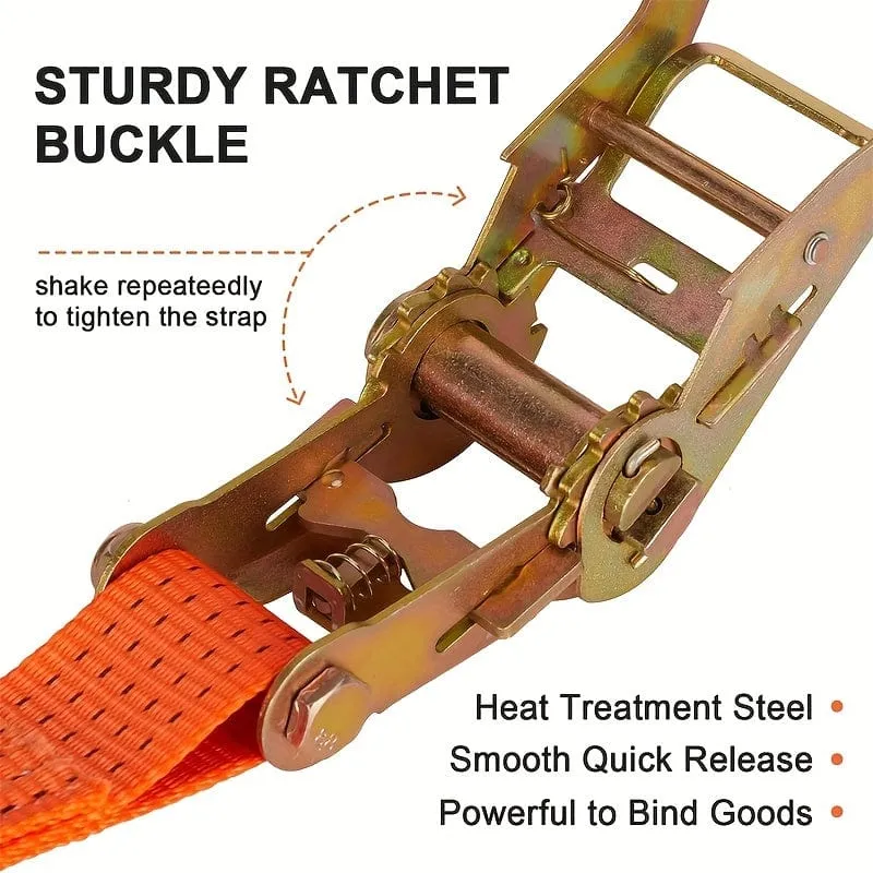 Ratschengurte, 1 Zoll 4.88 Meter Spanngurte mit doppeltem J-Haken, 2267.96 kg Bruchfestigkeit, Ratschengurte für Fracht zum Bewegen