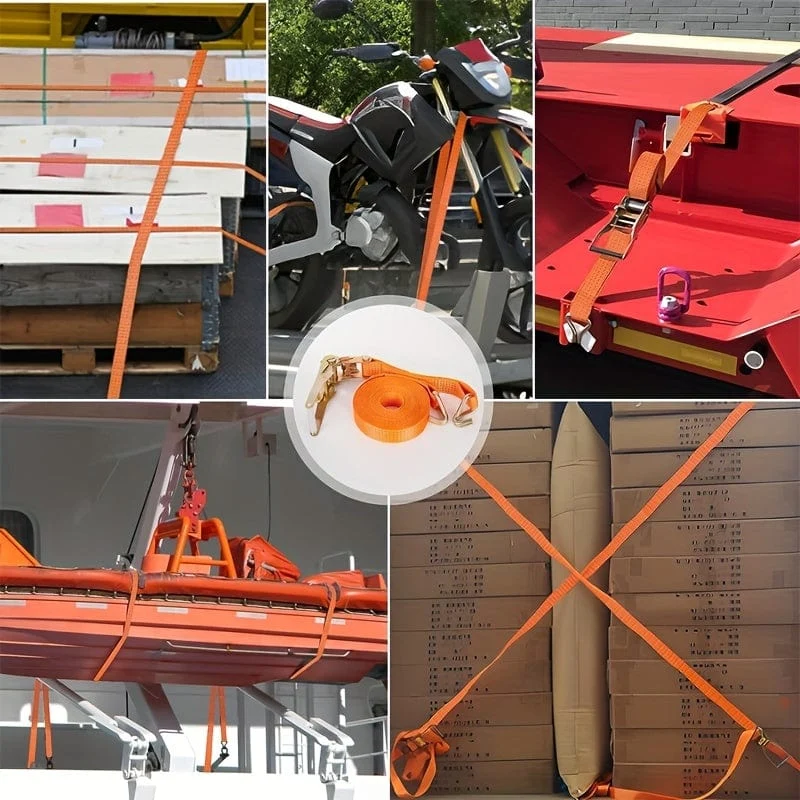 Ratschengurte, 1 Zoll 4.88 Meter Spanngurte mit doppeltem J-Haken, 2267.96 kg Bruchfestigkeit, Ratschengurte für Fracht zum Bewegen