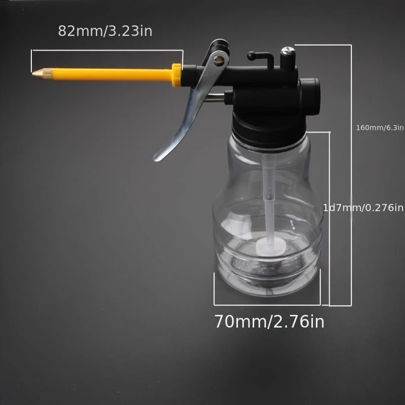Hochdruck-transparente Ölflasche, 250 ml, Kunststoffschlauch, tropfenfest, Kupferspitze, Düse, Öleinfüller, Ölflasche, Ölpistole