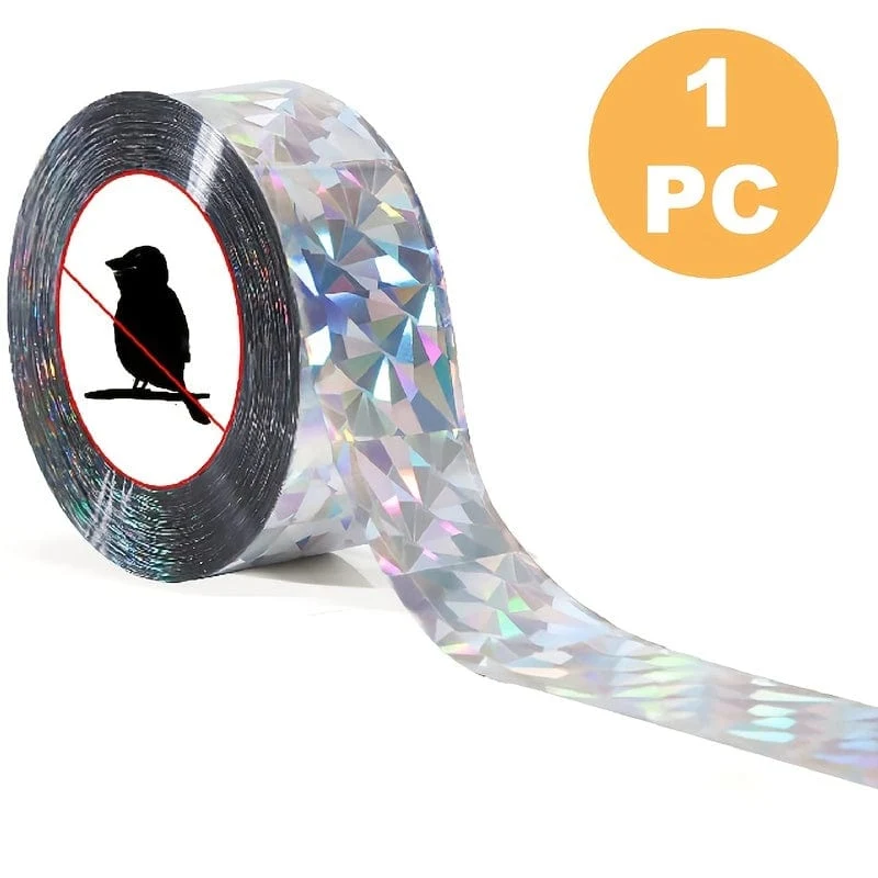 1 Stück, Vogelabschreckungsband, Vogelabwehr-Klebeband, reflektierendes, holografisches, doppelseitiges Taubenabschreckungsband zum Abschrecken von Vögeln für Spechte, Möwen, Krähen, Stare, Schwalben
