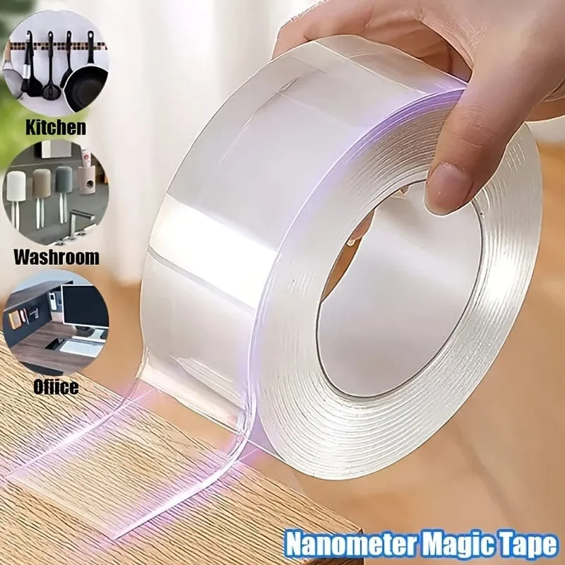 1 Stück, transparentes Nano-Klebeband, waschbar, wiederverwendbar, doppelseitiges Klebeband, spurloser Nano-Aufkleber, abnehmbarer Universal-Scheibenkleber