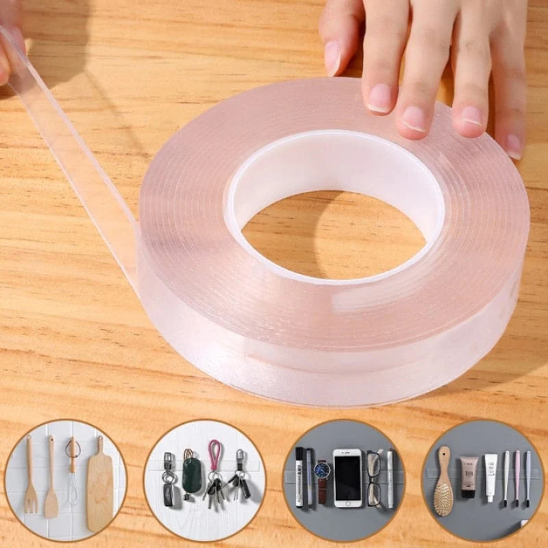1 Stück, transparentes Nano-Klebeband, waschbar, wiederverwendbar, doppelseitiges Klebeband, spurloser Nano-Aufkleber, abnehmbarer Universal-Scheibenkleber