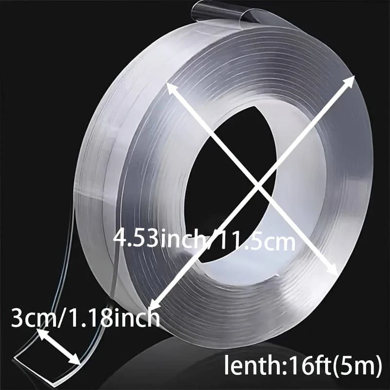 1 Stück, transparentes Nano-Klebeband, waschbar, wiederverwendbar, doppelseitiges Klebeband, spurloser Nano-Aufkleber, abnehmbarer Universal-Scheibenkleber