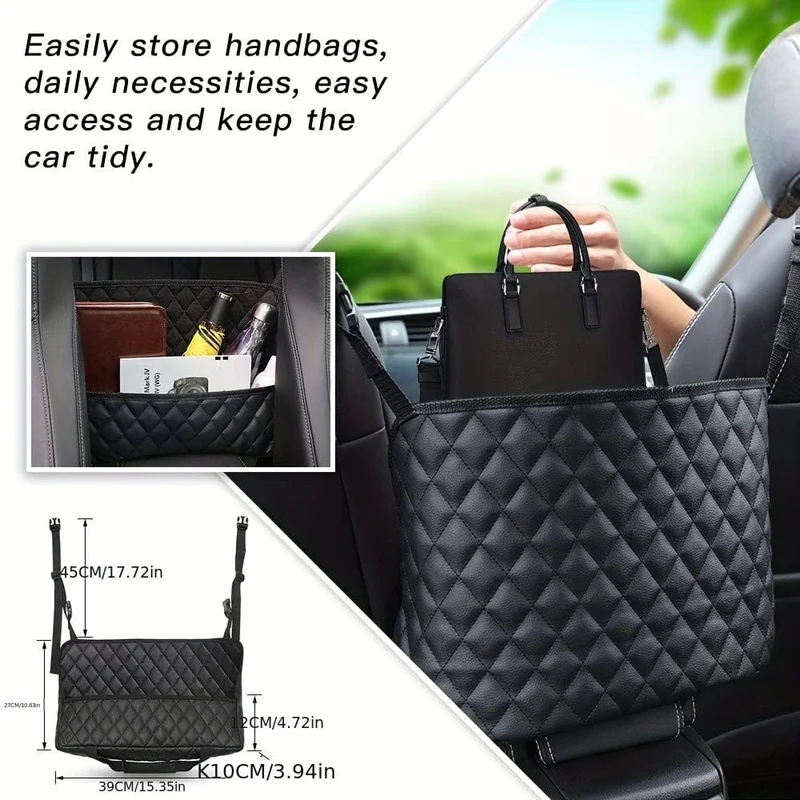 1 Stück Auto-Handtaschenhalter, PU-Leder-Rückenlehnen-Organizer mit großer Kapazität, Aufbewahrungsbox für den Vordersitz, Barriere für Haustiere auf dem Rücksitz
