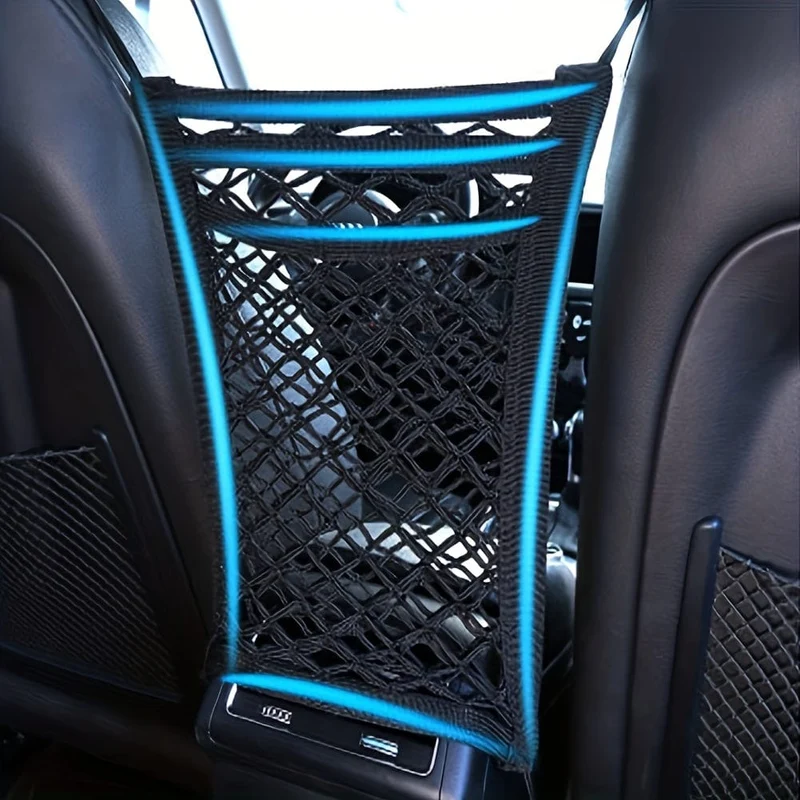 3-lagiger Auto-Netz-Organizer, Netztasche für die Rückenlehne, Barriere für Haustiere, Kinder und Hunde auf dem Rücksitz, universell für Auto, SUV, Gepäcktaschen-Geldbörsenhalter-Fahrer-Aufbewahrungsnetz