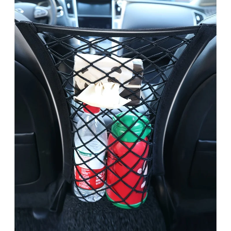 3-lagiger Auto-Netz-Organizer, Netztasche für die Rückenlehne, Barriere für Haustiere, Kinder und Hunde auf dem Rücksitz, universell für Auto, SUV, Gepäcktaschen-Geldbörsenhalter-Fahrer-Aufbewahrungsnetz