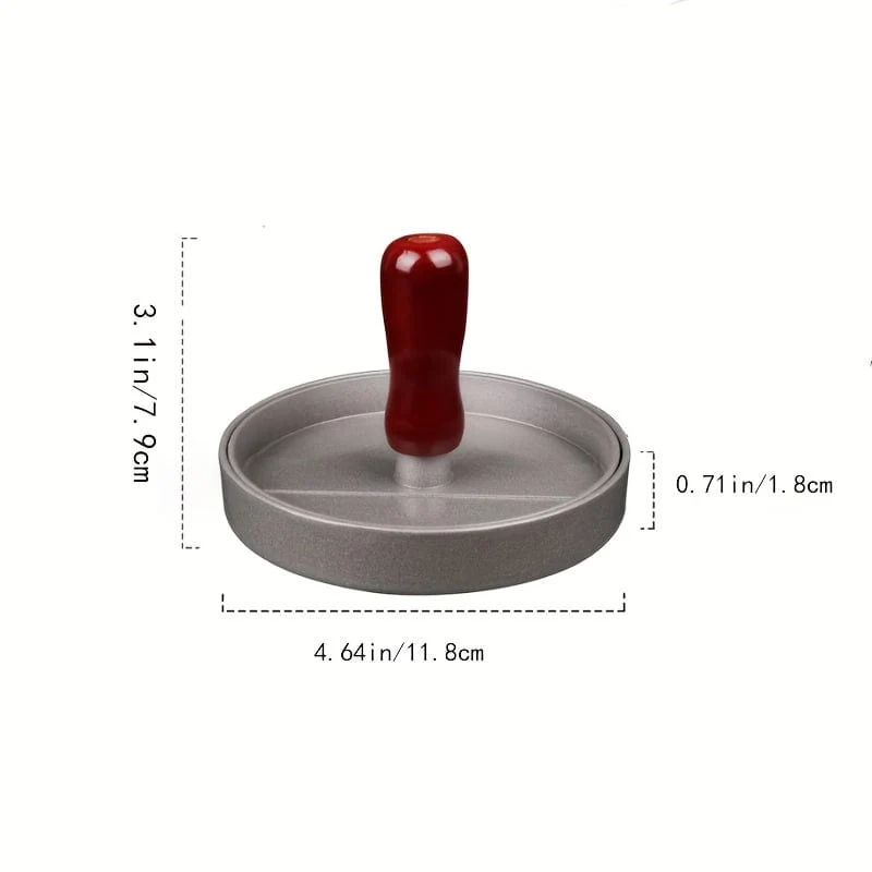1 Stück, manuelle Burgerpresse, antihaftbeschichteter Holzgriff, schwere Hamburgerpresse, Burger-Fleisch-Rindfleisch-Grill-Patty-Maker-Form, kreative Küchenwerkzeuge