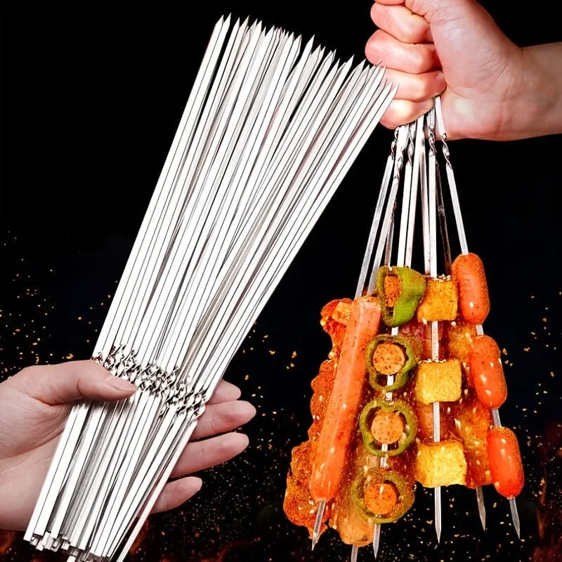 10 Stück wiederverwendbare Grillspieße aus Edelstahl – perfekt zum Grillen, Schaschlik und Camping!