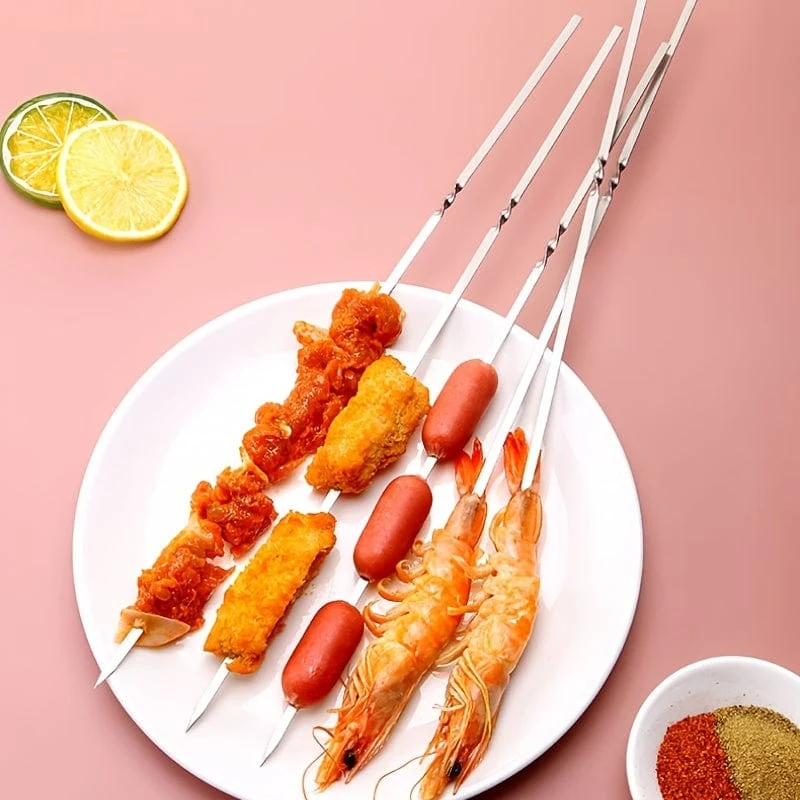 10 Stück wiederverwendbare Grillspieße aus Edelstahl – perfekt zum Grillen, Schaschlik und Camping!