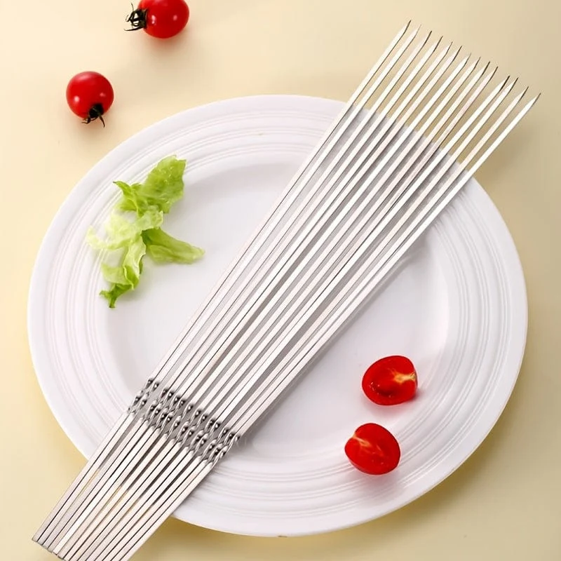 10 Stück wiederverwendbare Grillspieße aus Edelstahl – perfekt zum Grillen, Schaschlik und Camping!