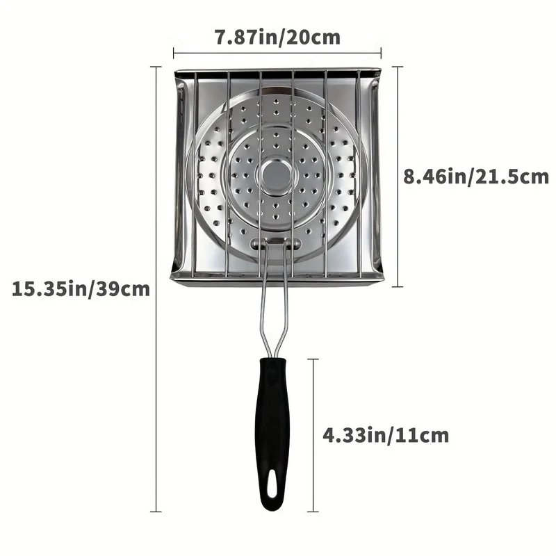 1-teiliger Edelstahl-Herdtoaster mit klappbarem Griff, Brottoaster für Campingkocher und Küchenherd, Campingkochgeschirr, Küchenherdtoaster, Wasser- und Kaffeewärmeständer für Campingkocher.