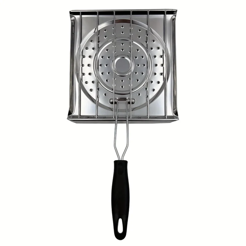 1-teiliger Edelstahl-Herdtoaster mit klappbarem Griff, Brottoaster für Campingkocher und Küchenherd, Campingkochgeschirr, Küchenherdtoaster, Wasser- und Kaffeewärmeständer für Campingkocher.