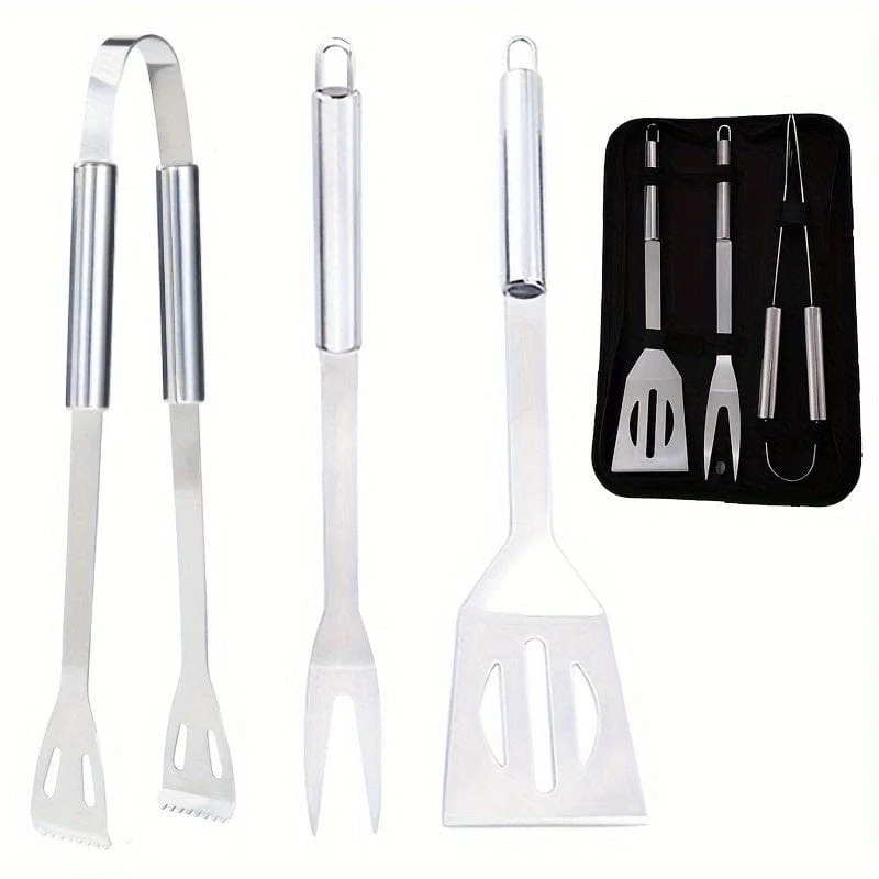 1/3/5 Stück, Grillset, Grillwerkzeug-Set, Outdoor-Grillset, Barbecue-Grillwerkzeug-Set mit Aufbewahrungstasche, Grillgabel, Spatel, Zange, Grillzubehör für Outdoor-Camping, Küchenzubehör, Outdoor-Zubehör.