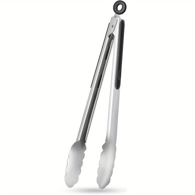 1/2 Stück, Edelstahl-Küchenzange, rutschfester Silikongriff, abschließbarer Grill-Essensclip, 22.86 cm und 30.48 cm, Premium-Silikon-Gummigriffe, Unabhängigkeitstag-Halloween-Weihnachtspartyzubehör.