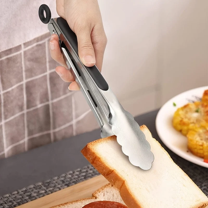 1/2 Stück, Edelstahl-Küchenzange, rutschfester Silikongriff, abschließbarer Grill-Essensclip, 22.86 cm und 30.48 cm, Premium-Silikon-Gummigriffe, Unabhängigkeitstag-Halloween-Weihnachtspartyzubehör.