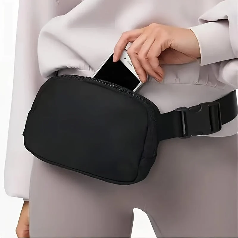 Schwarze Unisex-Mini-Gürteltasche mit verstellbarem Riemen, kleine Gürteltasche für Workout, Laufen, Reisen, Wandern, Urlaubsgeschenke