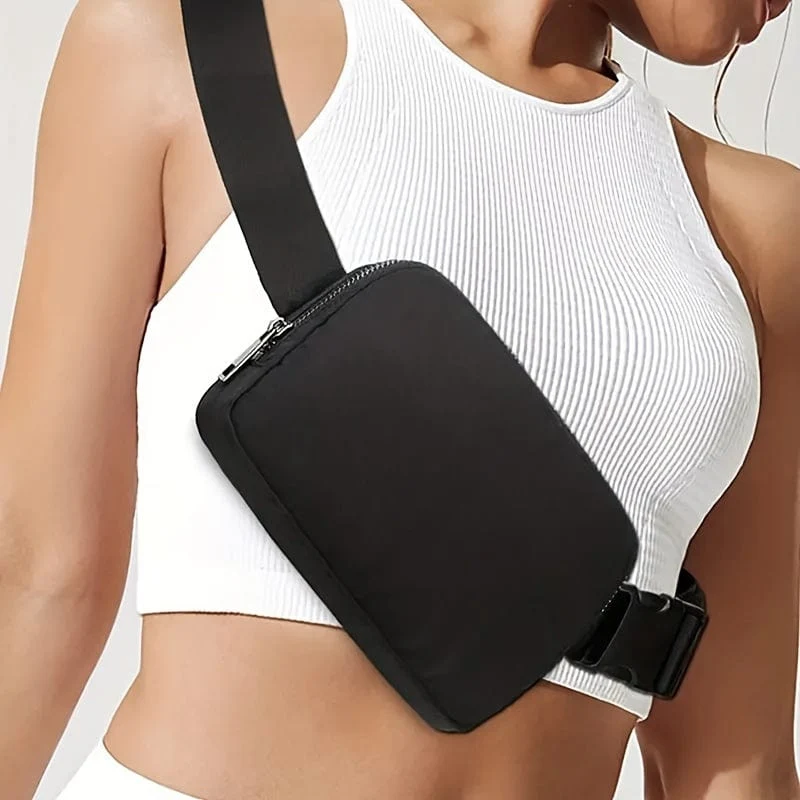 Schwarze Unisex-Mini-Gürteltasche mit verstellbarem Riemen, kleine Gürteltasche für Workout, Laufen, Reisen, Wandern, Urlaubsgeschenke