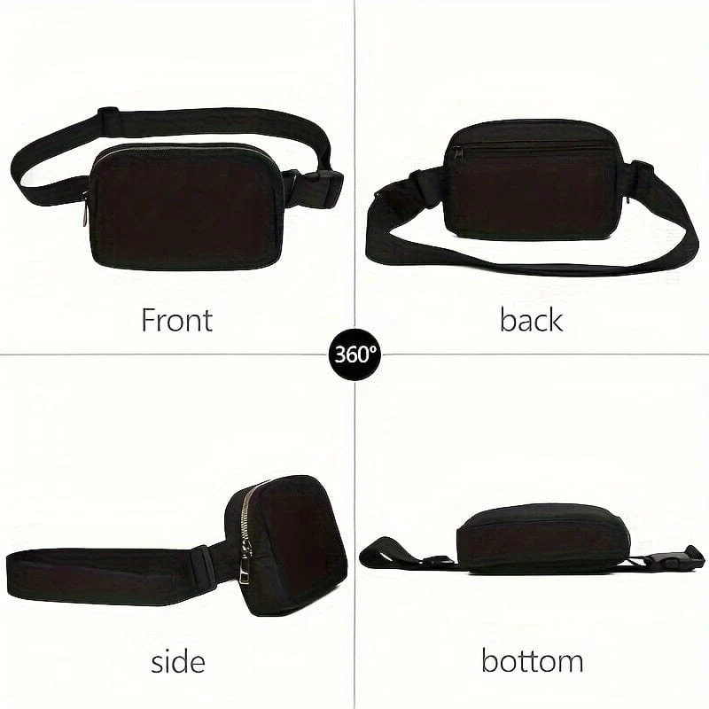 Schwarze Unisex-Mini-Gürteltasche mit verstellbarem Riemen, kleine Gürteltasche für Workout, Laufen, Reisen, Wandern, Urlaubsgeschenke