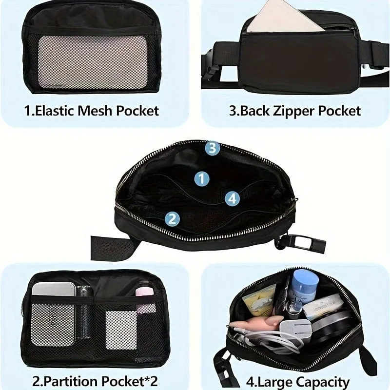 Schwarze Unisex-Mini-Gürteltasche mit verstellbarem Riemen, kleine Gürteltasche für Workout, Laufen, Reisen, Wandern, Urlaubsgeschenke