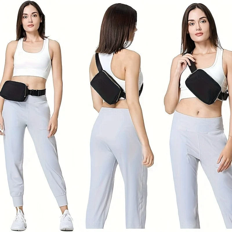 Schwarze Unisex-Mini-Gürteltasche mit verstellbarem Riemen, kleine Gürteltasche für Workout, Laufen, Reisen, Wandern, Urlaubsgeschenke
