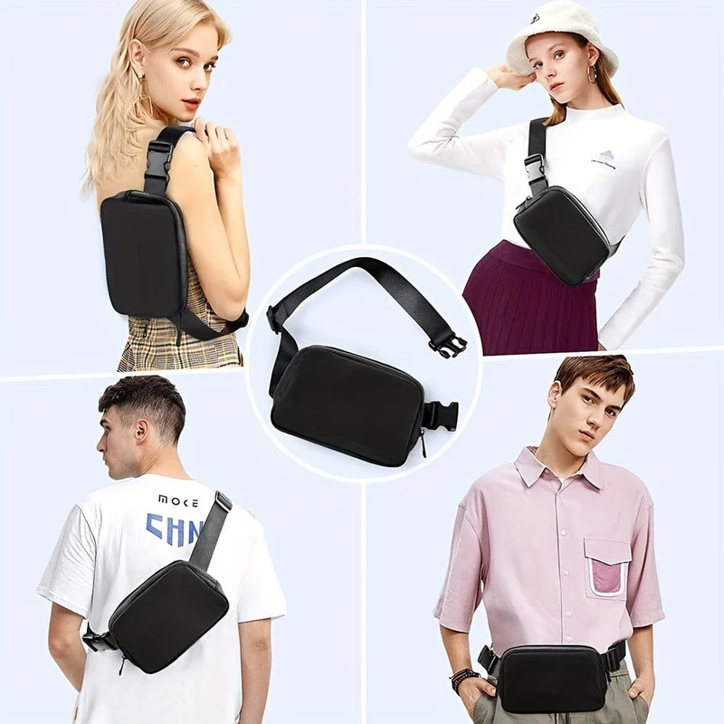 Schwarze Unisex-Mini-Gürteltasche mit verstellbarem Riemen, kleine Gürteltasche für Workout, Laufen, Reisen, Wandern, Urlaubsgeschenke