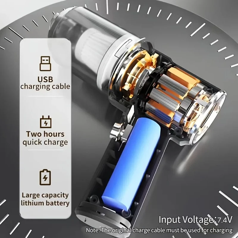 Auto-Staubsauger, Doppelbatterie mit großer Kapazität, große Saugleistung, doppelter Verwendungszweck für Zuhause und Auto, nass und trocken, tragbar und kompakt
