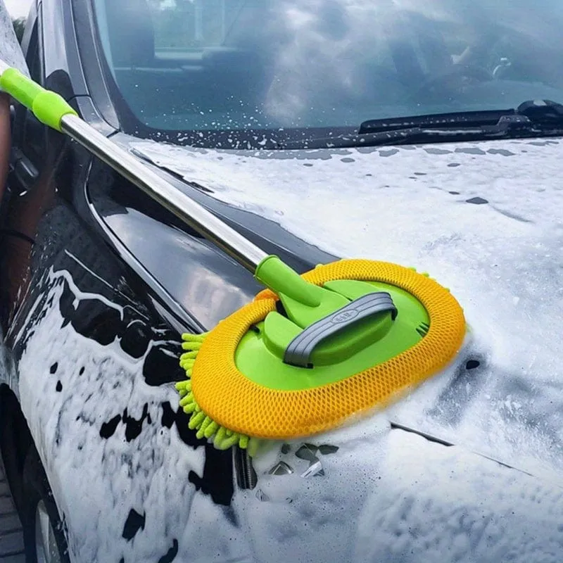 1 Stück ausziehbarer Autowaschmopp, Chenille-Autoreinigungsbürste mit langem Griff, Autopflegeprodukt, Waschbürste, Autoreinigungswerkzeug, Grün