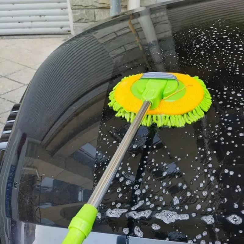 1 Stück ausziehbarer Autowaschmopp, Chenille-Autoreinigungsbürste mit langem Griff, Autopflegeprodukt, Waschbürste, Autoreinigungswerkzeug, Grün