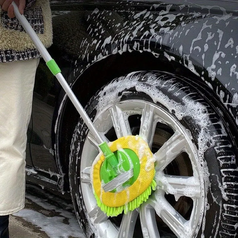 1 Stück ausziehbarer Autowaschmopp, Chenille-Autoreinigungsbürste mit langem Griff, Autopflegeprodukt, Waschbürste, Autoreinigungswerkzeug, Grün