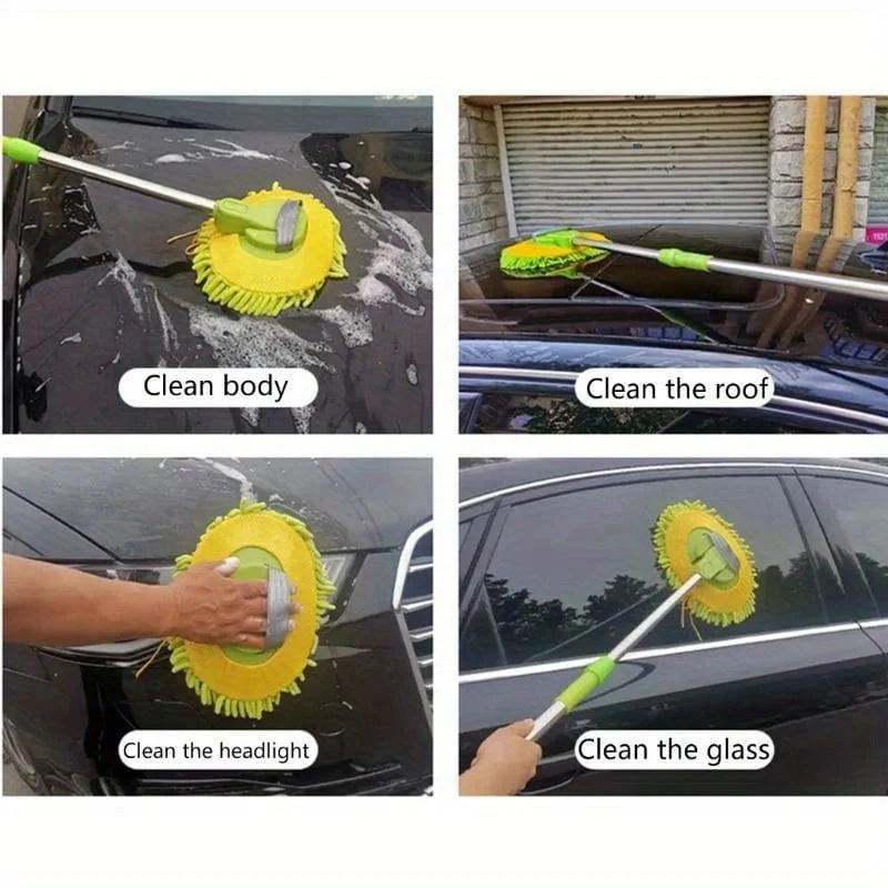 1 Stück ausziehbarer Autowaschmopp, Chenille-Autoreinigungsbürste mit langem Griff, Autopflegeprodukt, Waschbürste, Autoreinigungswerkzeug, Grün