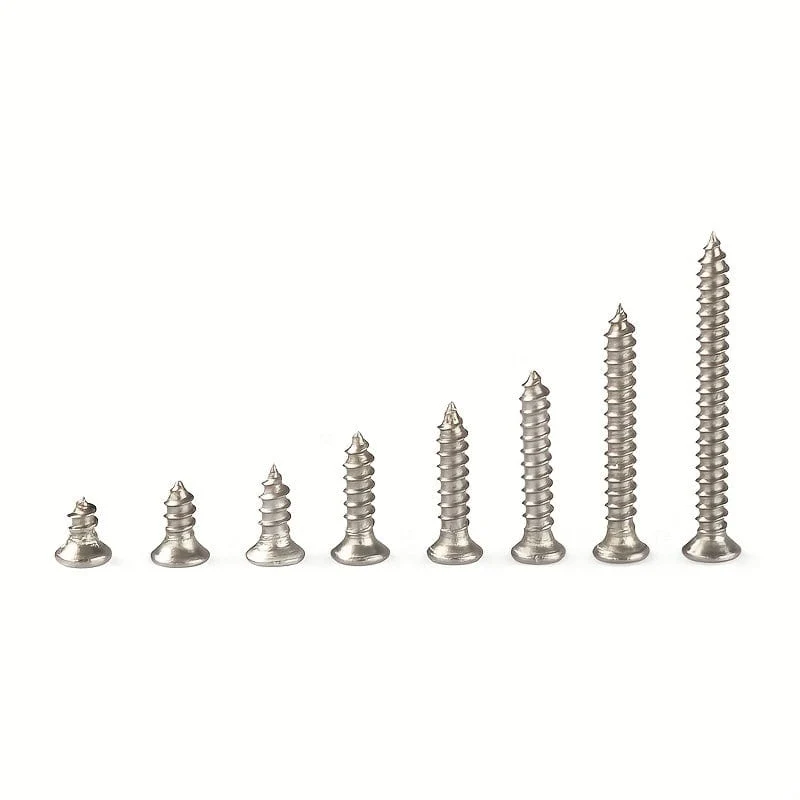 800 Stück/Box Edelstahl Blechschrauben M2x4 M2x5 M2x6 M2x8 M2x10 Sortimentssatz Kontermutter Holzgewinde Nagelschrauben-Sets