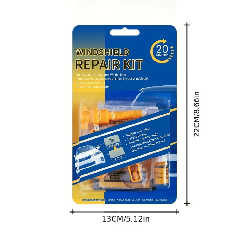 Auto-Windschutzscheiben-Reparaturset, Auto-Windschutzscheiben-Riss-Reparaturwerkzeug mit Windschutzscheiben-Reparaturharz (1er-Set, neu)